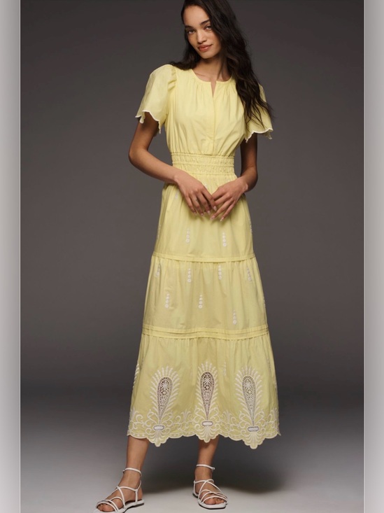 Anthropologie Dresses & Skirts - Anthropologie Somerset Yellow Tiered Midi Dress w/Embroidery. Medium NWT